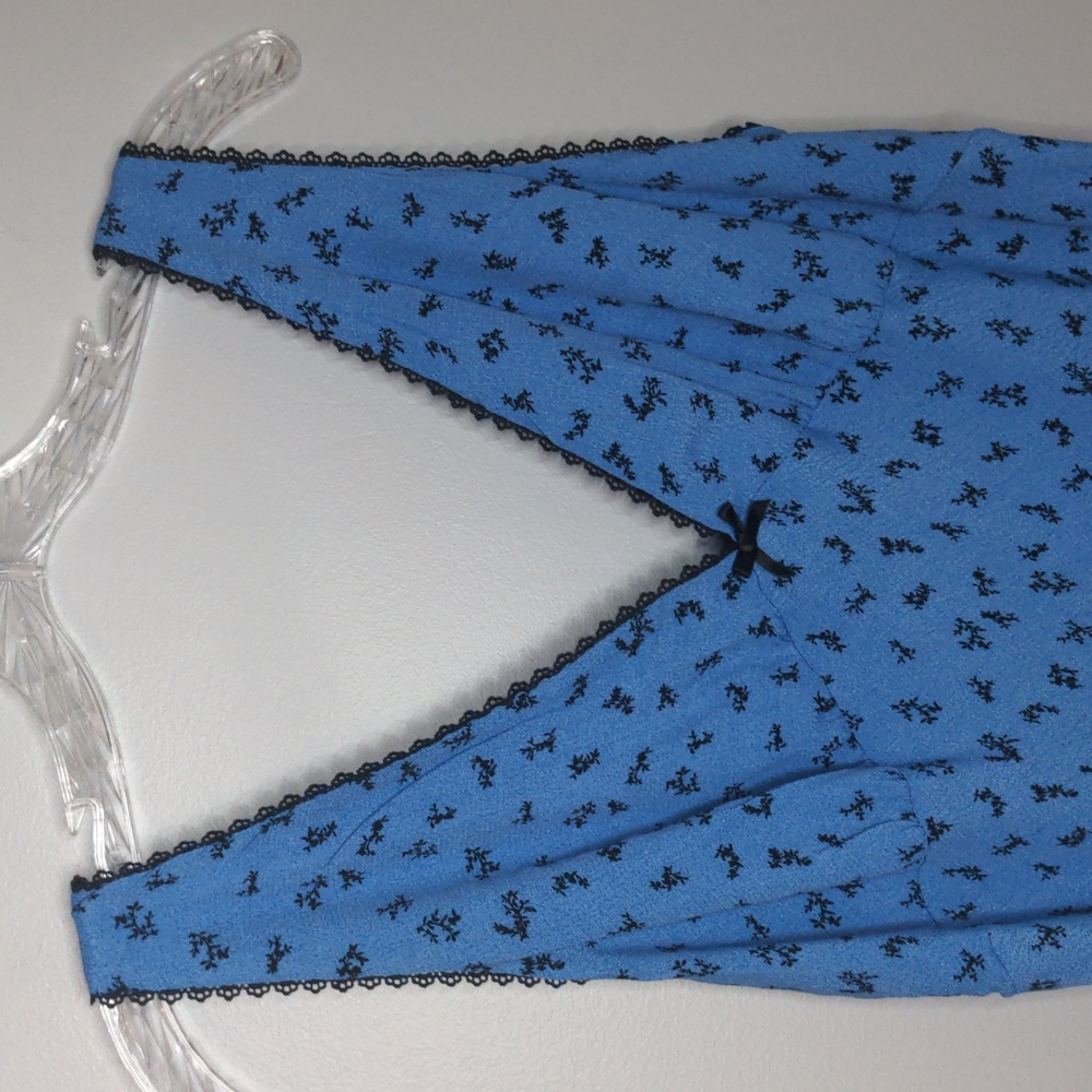 NWT✨WILD FABLE large blue black floral sleeveless slip dress - Picture 4 of 17